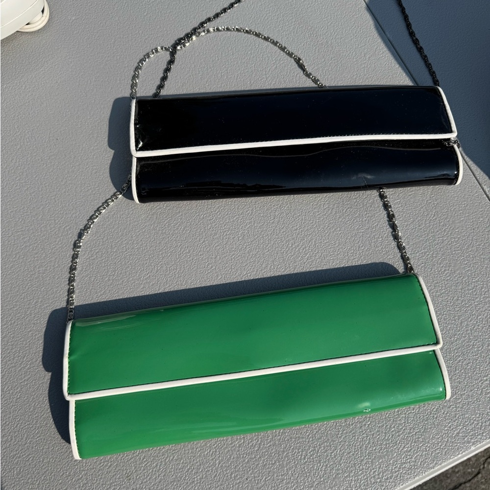Aldo Two-Tone Green and Black Clutch